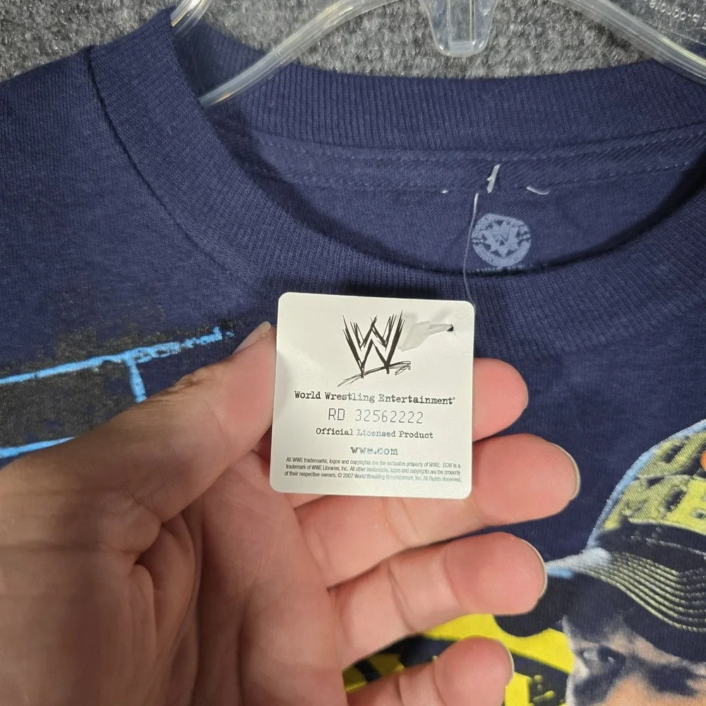 John Cena T-Shirt Youth XXL Navy Blue Wrestling‎ U Can't See Me Y2K All Over NEW